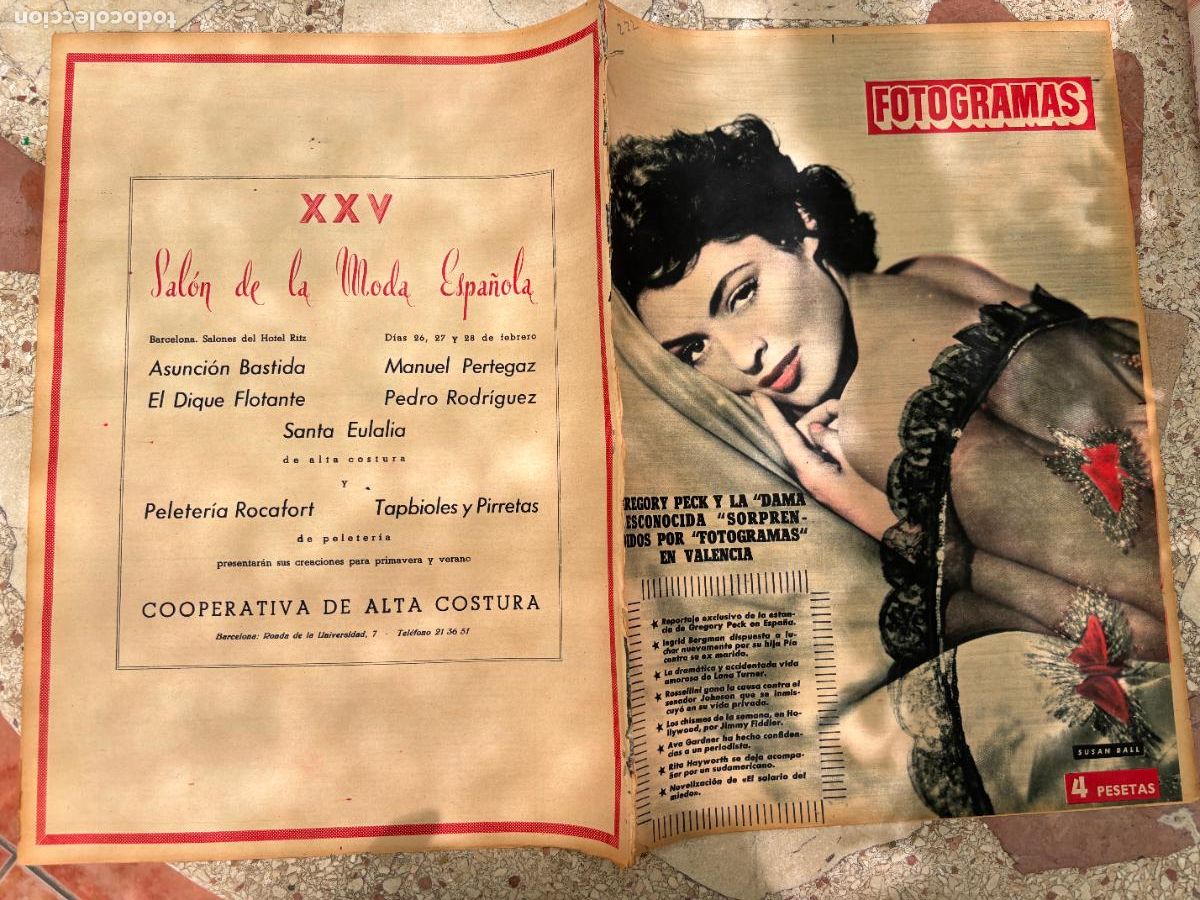 Cine: FOTOGRAMAS N&ordm; 222. SUSAN BALL EN PORTADA. GREGORY PECK. INGRID BERGMAN. LANA TURNER.