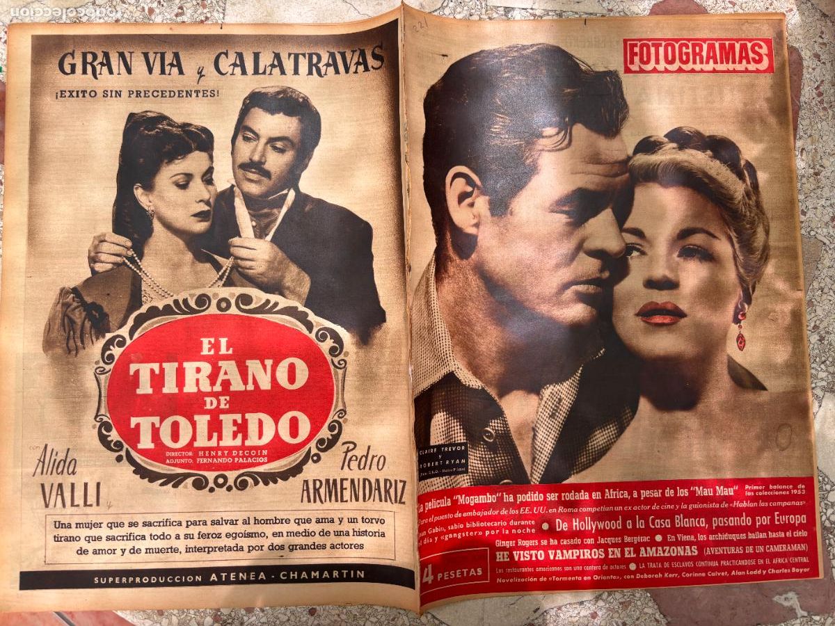 Cine: FOTOGRAMAS N&ordm; 221. CLAIRE TREVOR Y ROBERT RYAN EN PORTADA. JEAN GABIN. DEBORAH KERR. CORINNE CALVET.