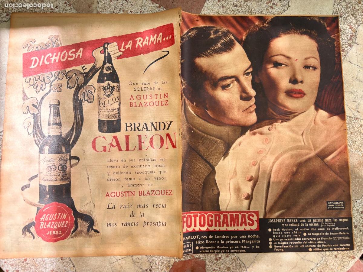 Cine: FOTOGRAMAS N&ordm; 207. RAY MILLAND Y GENE TIERNEY EN PORTADA. MARGARITA GAUTIER. JOSEPHINE BAKER.