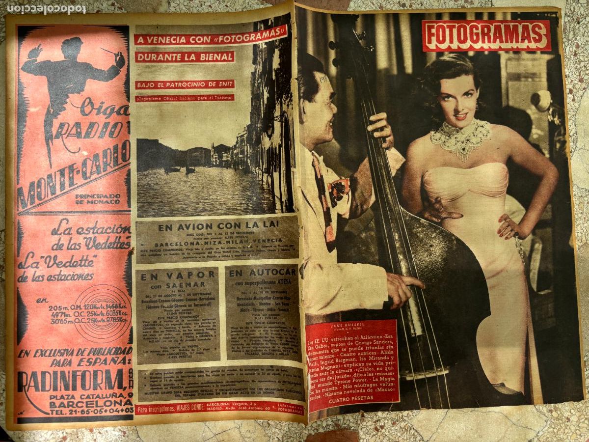 Cine: FOTOGRAMAS N&ordm; 193. JANE RUSSELL EN PORTADA. GEORGE SANDERS. ALIDA VALLI. INGRID BERGMAN. ISA MIRANDA