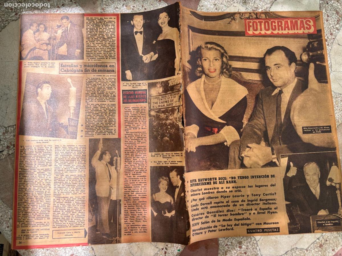 Cine: FOTOGRAMAS N&ordm; 202. RITA HAYWORTH Y ALI KHAN EN PORTADA. PIPER LAURIE. TONY CURTIS. LINDA DARNELL.