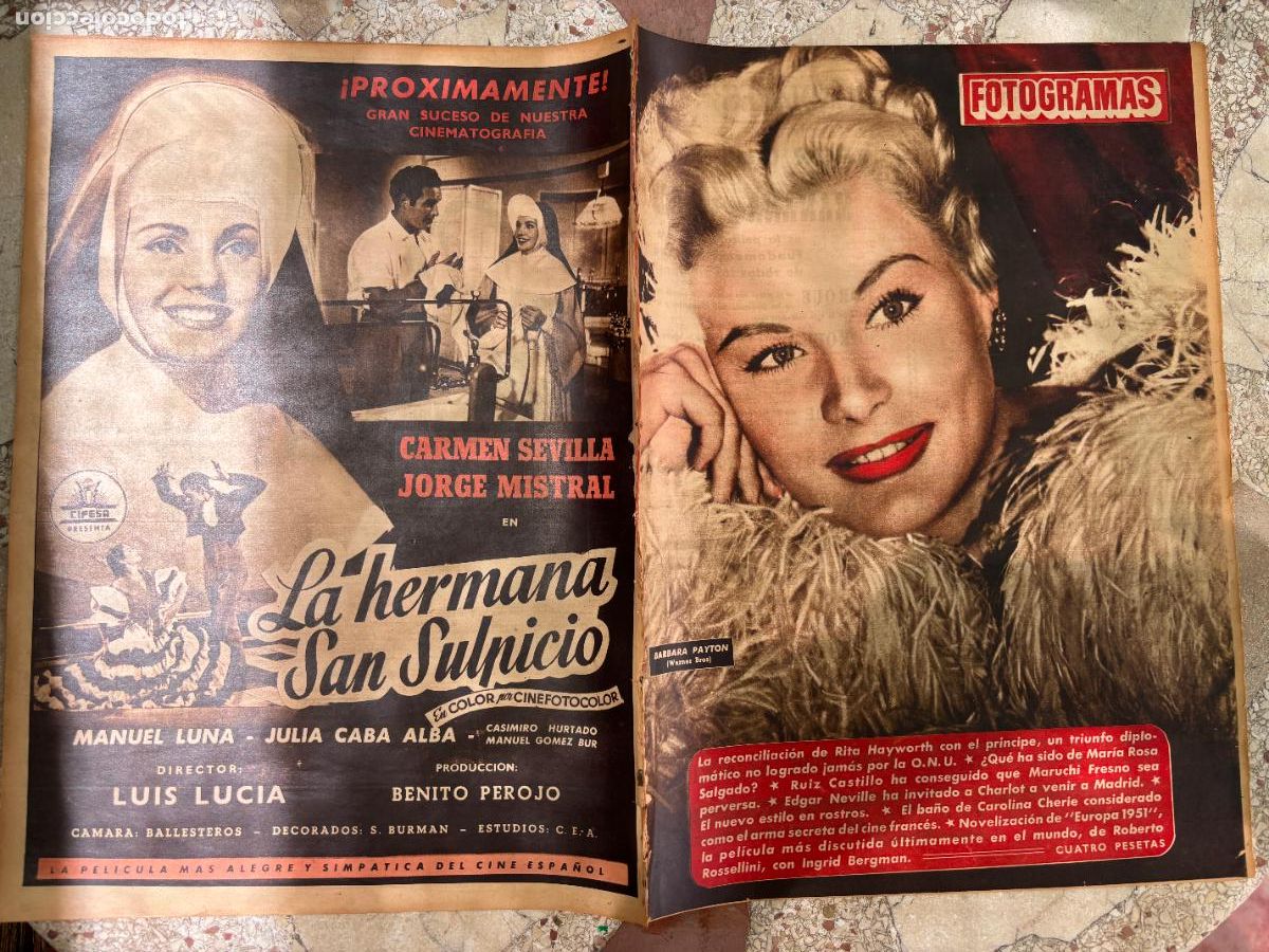 Cine: FOTOGRAMAS N&ordm; 203. BARBARA PAYTON EN PORTADA. RITA HAYWORTH. MARUCHI FRESNO. EDGAR NEVILLE.