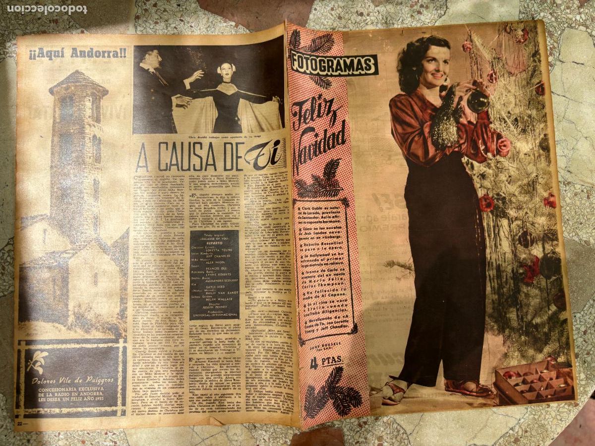 Cine: FOTOGRAMAS N&ordm; 214. JANE RUSSELL EN PORTADA. ESPECIAL NAVIDAD. CLARK GABLE. ROBERTO ROSSELLINI.