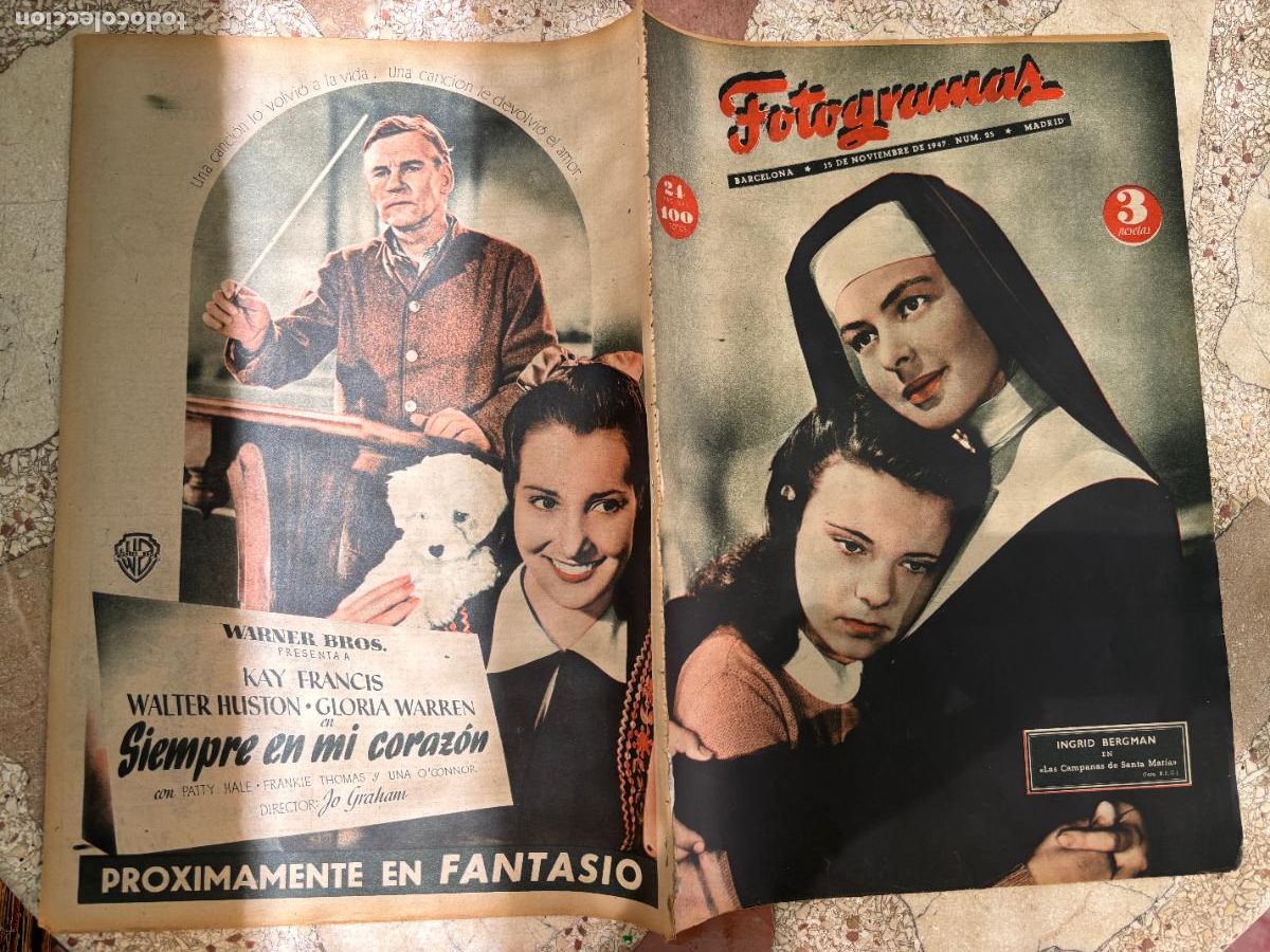 Cine: FOTOGRAMAS N&ordm; 25. INGRID BERGMAN EN PORTADA. LAS CAMPANAS DE SANTA MAR&Iacute;A. TYRONE POWER.