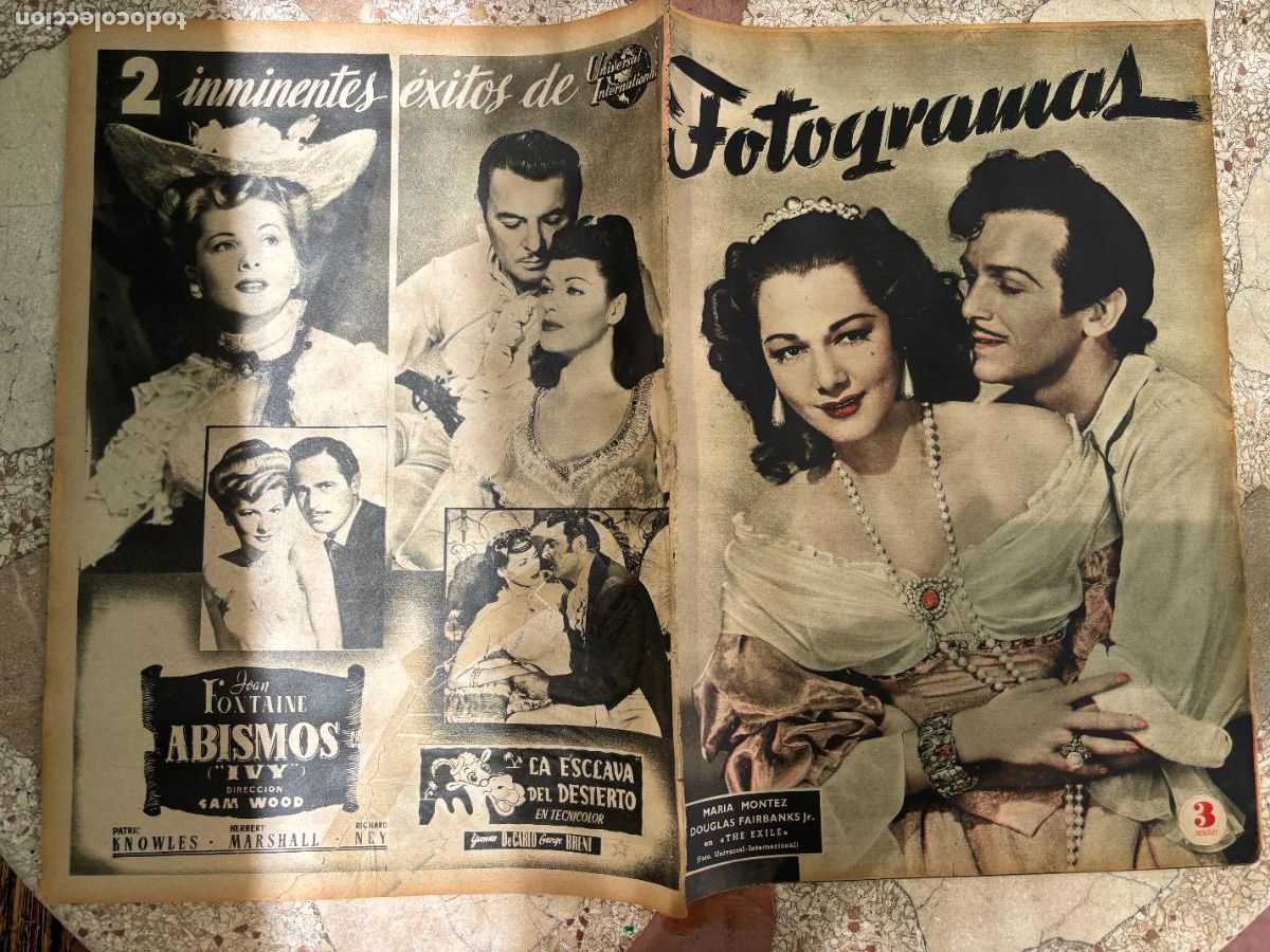 Cine: FOTOGRAMAS N&ordm; 30. MARIA MONTEZ Y DOUGLAS FAIRBANKS JR EN PORTADA. THE EXILE. BEATRIZ DEL AMO.