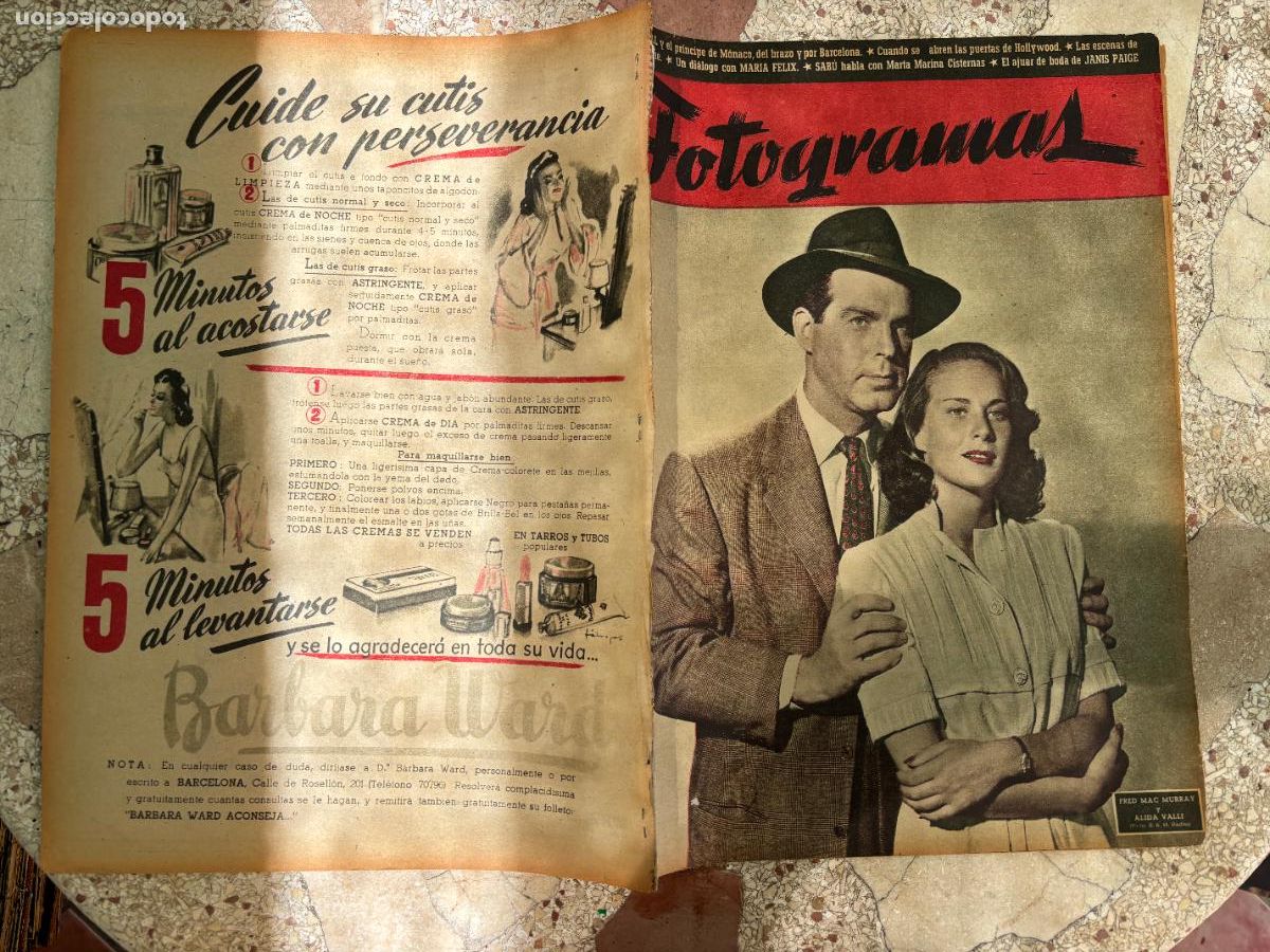Cine: FOTOGRAMAS N&ordm; 37. FRED MAC MURRAY Y ALIDA VALLI EN PORTADA. GISELE PASCAL. JANIS PAIGE.