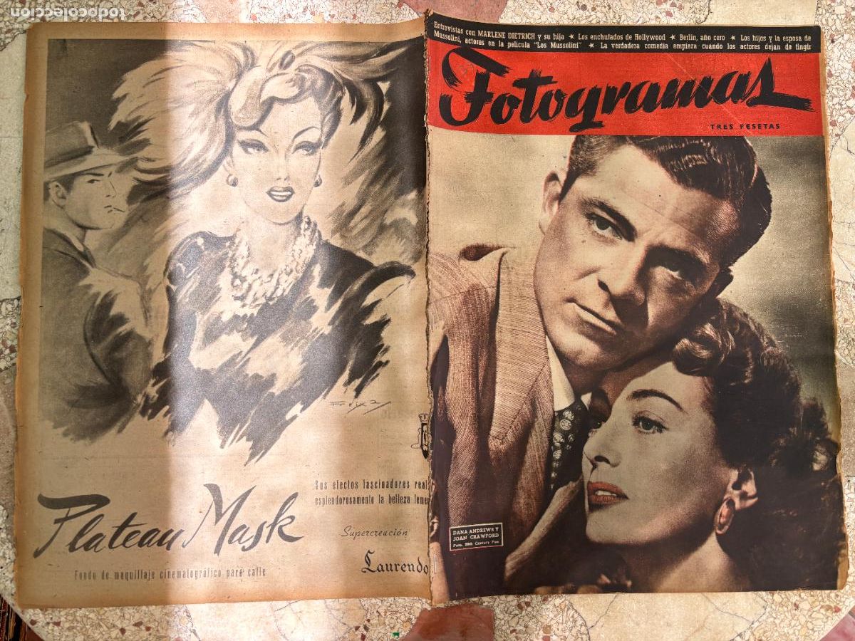 Cine: FOTOGRAMAS N&ordm; 35. DANA ANDREWS Y JOAN CRAWFORD EN PORTADA. MARLENE DIETRICH. LOS MUSSOLINI.