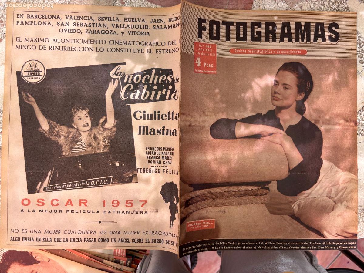 Cinema: FOTOGRAMAS N&ordm; 488 a&ntilde;o 1958. GIORGIA MOLL EN PORTADA. MIKE TODD. ELVIS PRESLEY. BOB HOPE.