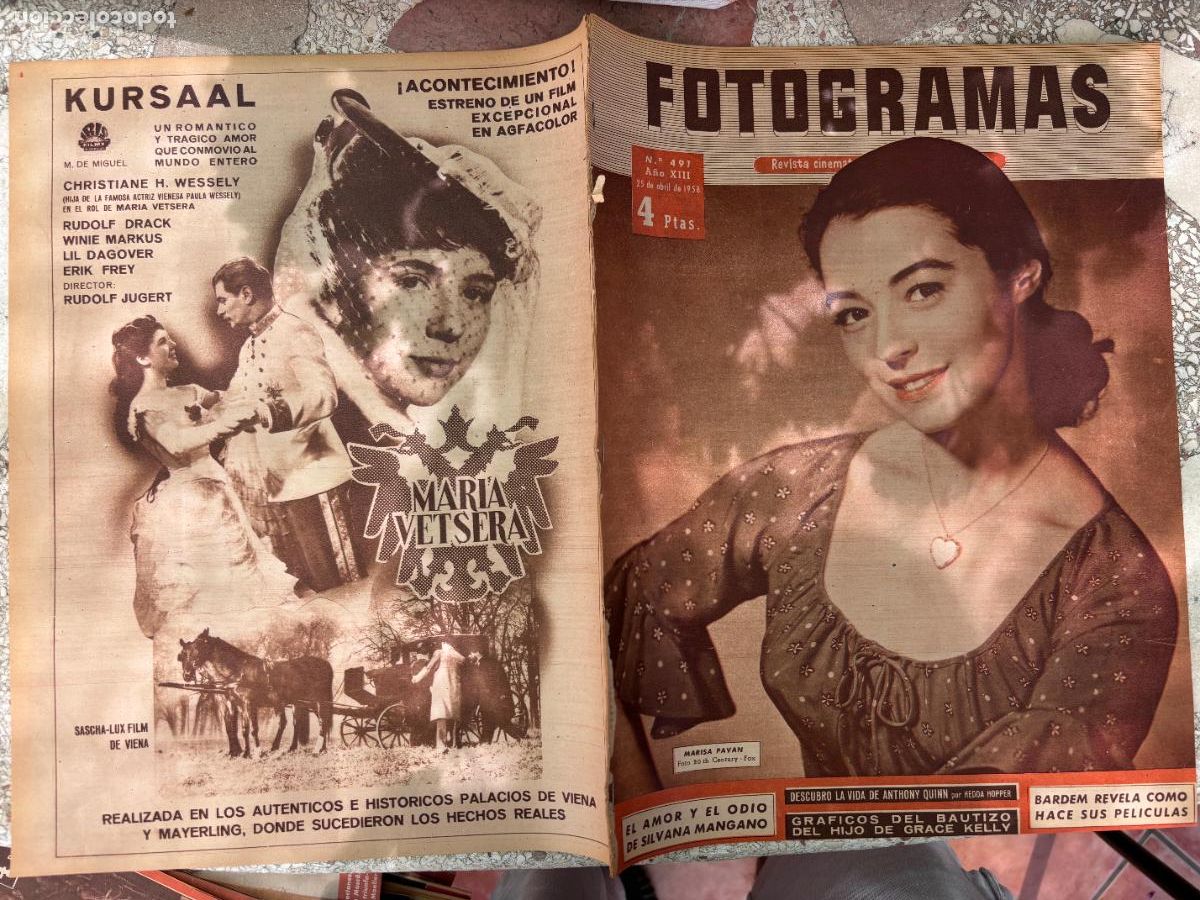 Cinema: FOTOGRAMAS N&ordm; 491 a&ntilde;o 1958. MARISA PAVAN EN PORTADA. ANTHONY QUINN. GRACE KELLY. SILVANA MANGANO.