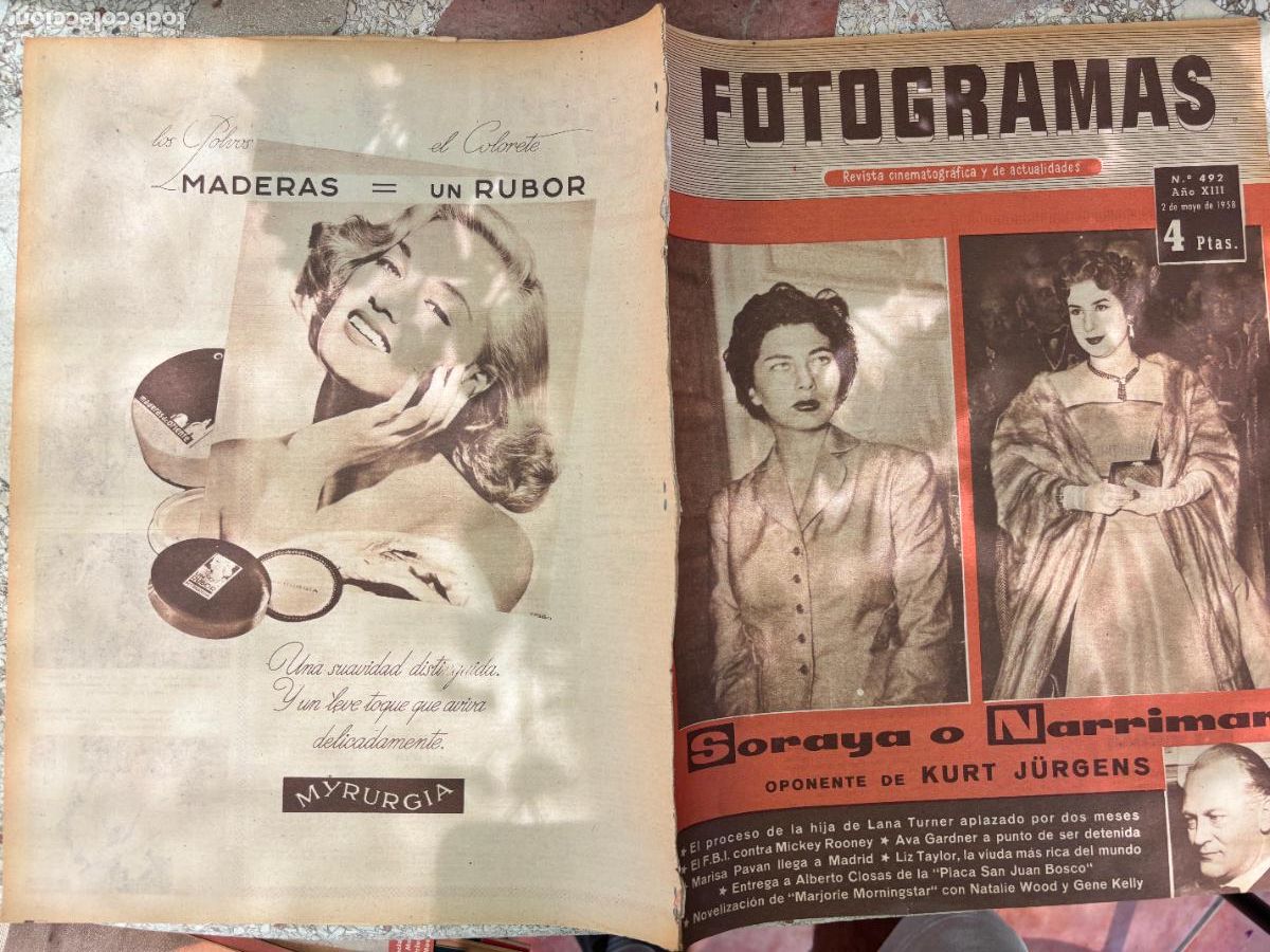 Cinema: FOTOGRAMAS N&ordm; 492 a&ntilde;o 1958. LANA TURNER. MICKEY ROONEY. LIZ TAYLOR. NATALLIE WOOD. GENE KELLY.