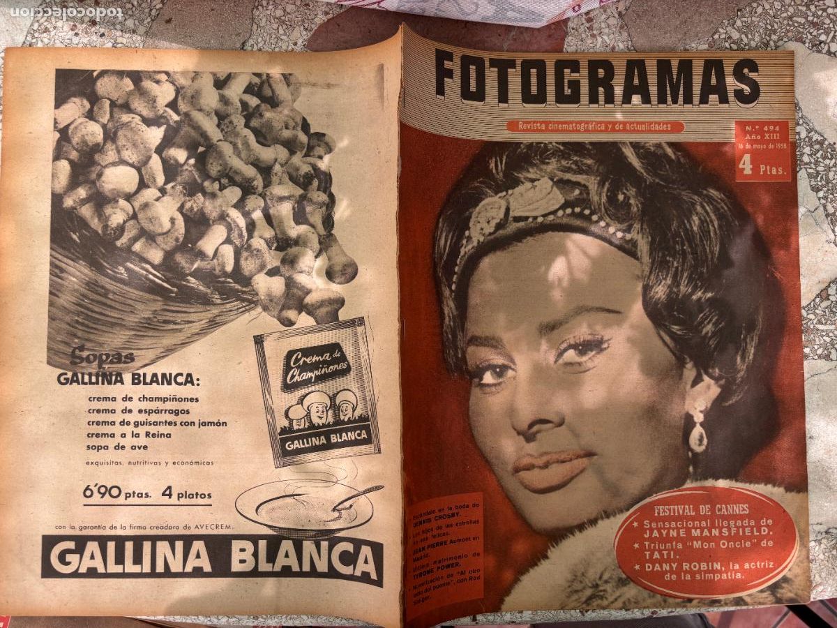 Cinema: FOTOGRAMAS N&ordm; 494 a&ntilde;o 1958. BODA DE DENNIS CROSBY. JEAN PIERRE AUMONT. TYRONE POWER.