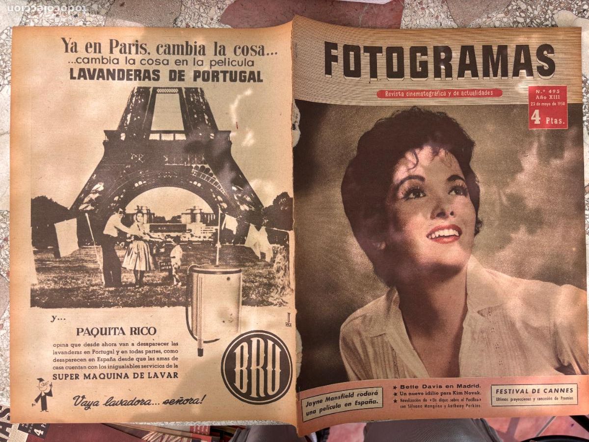Cinema: FOTOGRAMAS N&ordm; 495 a&ntilde;o 1958. JAYNE MANSFIELD. BETTE DAVIS. KIM NOVAK. SILVANA MONGANO.