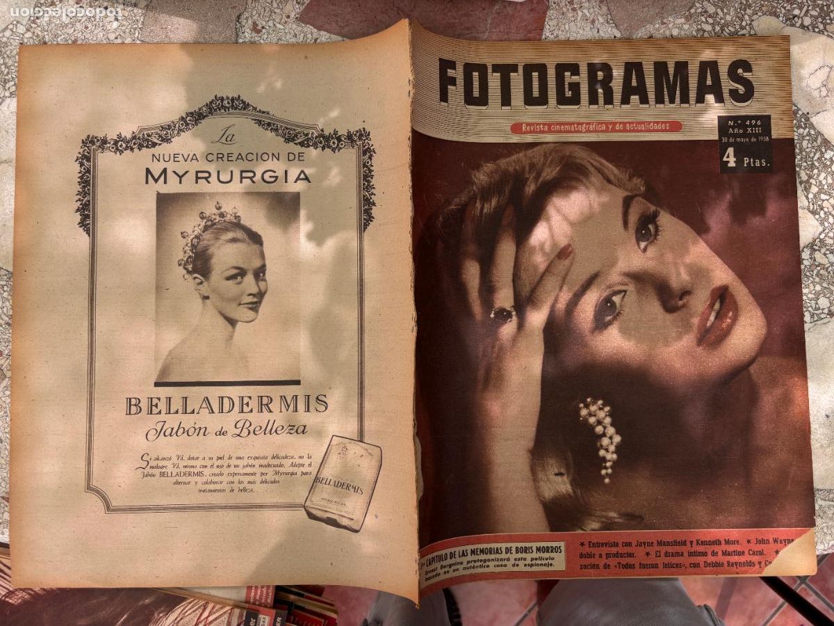 Cine: FOTOGRAMAS N&ordm; 496 a&ntilde;o 1958. ENTREVISTA JAYNE MANSFIELD Y KENNETH MORE. MARTINE CAROL.
