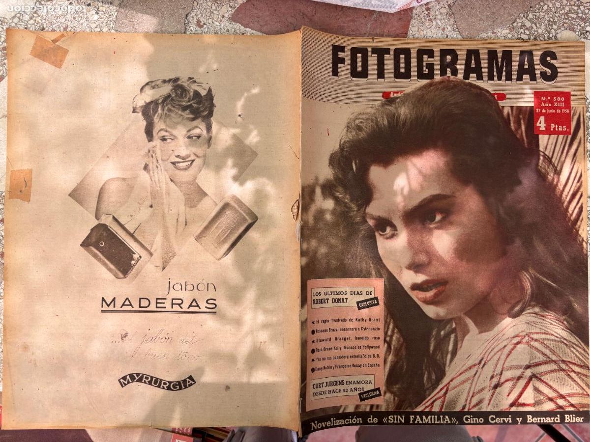 Cinema: FOTOGRAMAS N&ordm; 500 a&ntilde;o 1958. GINO CERVI. BERNARD BLIER. KATHY GRANT. ROSSANO BRAZZI.