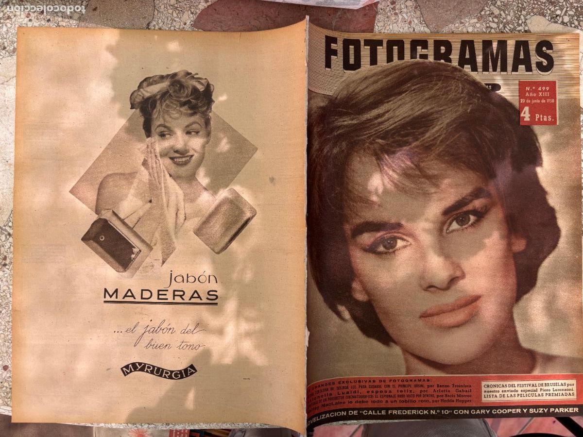 Cinema: FOTOGRAMAS N&ordm; 499 a&ntilde;o 1958. GARY COOPER. SUZY PARKER. RENZO TROINFERA. ANTONELLA LUALDI.