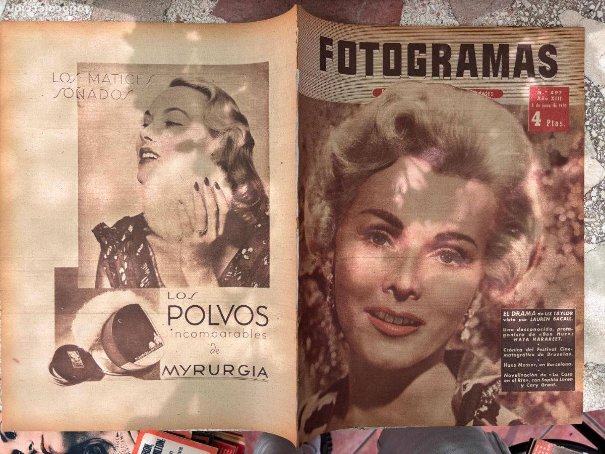Cinema: FOTOGRAMAS N&ordm; 497 a&ntilde;o 1958. LAUREN BACALL. HAYA HARAREET. HANS MOSSER. SOPHIA LOREN.