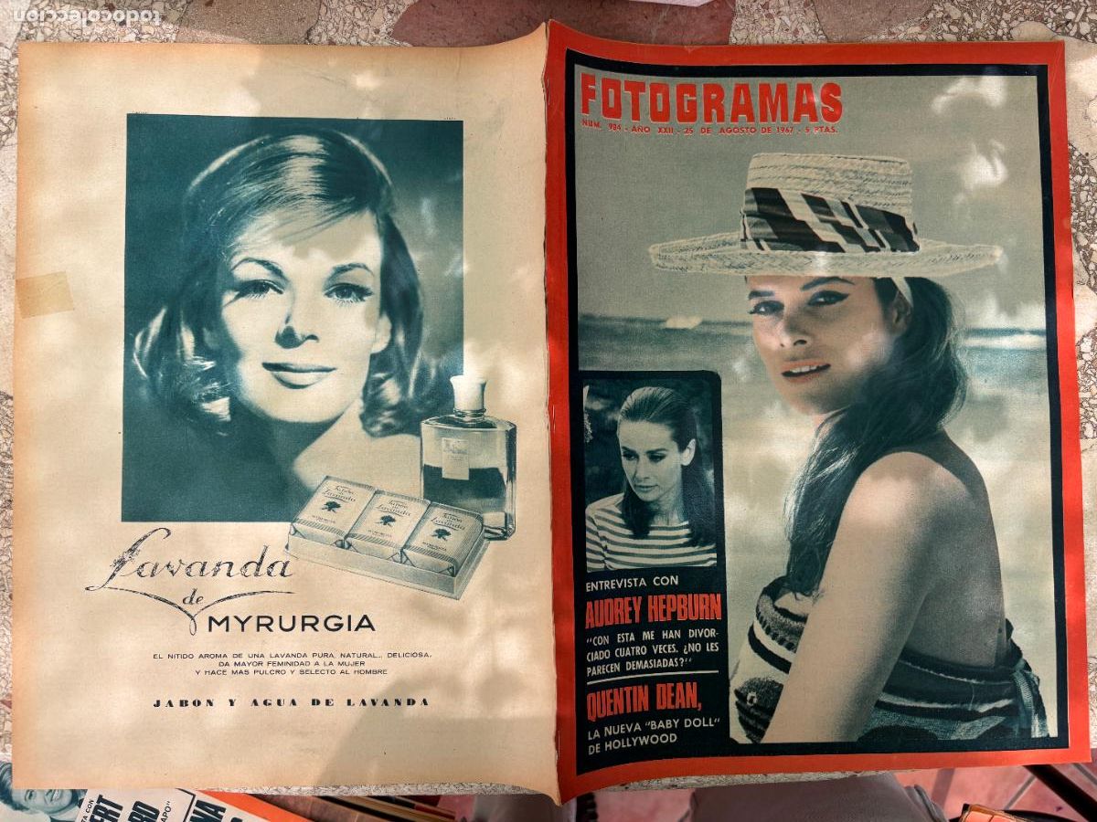 Cine: FOTOGRAMAS N&ordm; 984 a&ntilde;o 1967. ENTREVISTA AUDREY HEPBURN. QUENTIN DEAN. VICKY CHAPLIN.