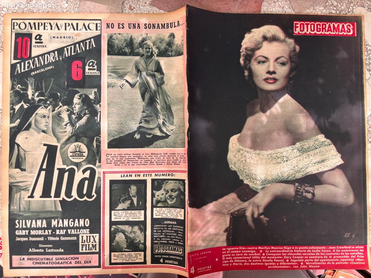 Cine: FOTOGRAMAS N&ordm; 236. ANITA EKBERG EN PORTADA. MARILYN MONROE. JOAN CRAWFORD. GARY COOPER.
