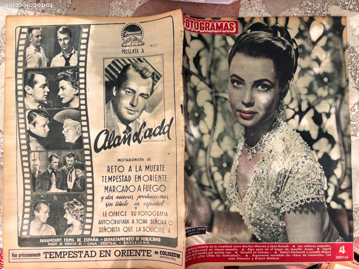 Cin&eacute;ma: FOTOGRAMAS N&ordm; 233. BETTA ST JOHN EN PORTADA. MARILYN MONROE Y JANE RUSSELL. JEAN SIMMONS.