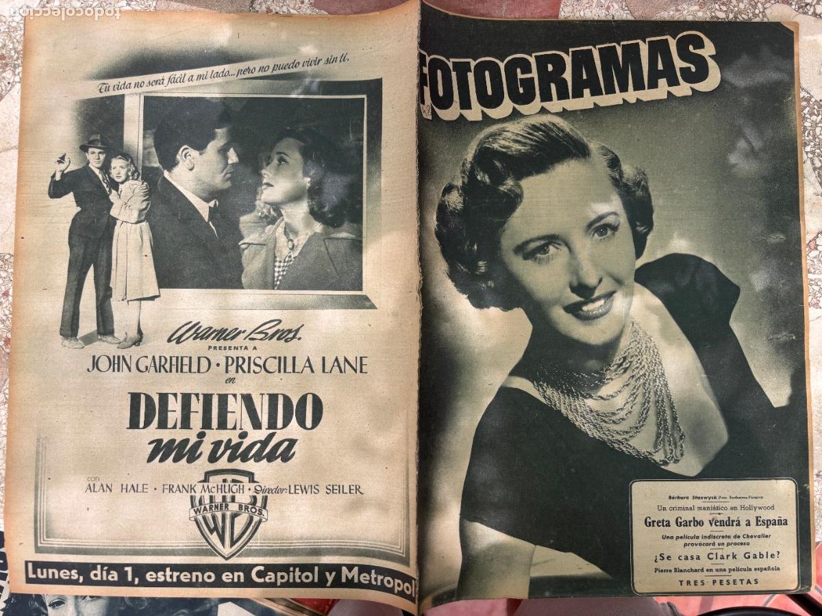 Cin&eacute;ma: FOTOGRAMAS N&ordm; 48. BARBARA STANWYCK EN PORTADA. GRETA GARBO. CLARK GABLE. PIERRE BLANCHARD.