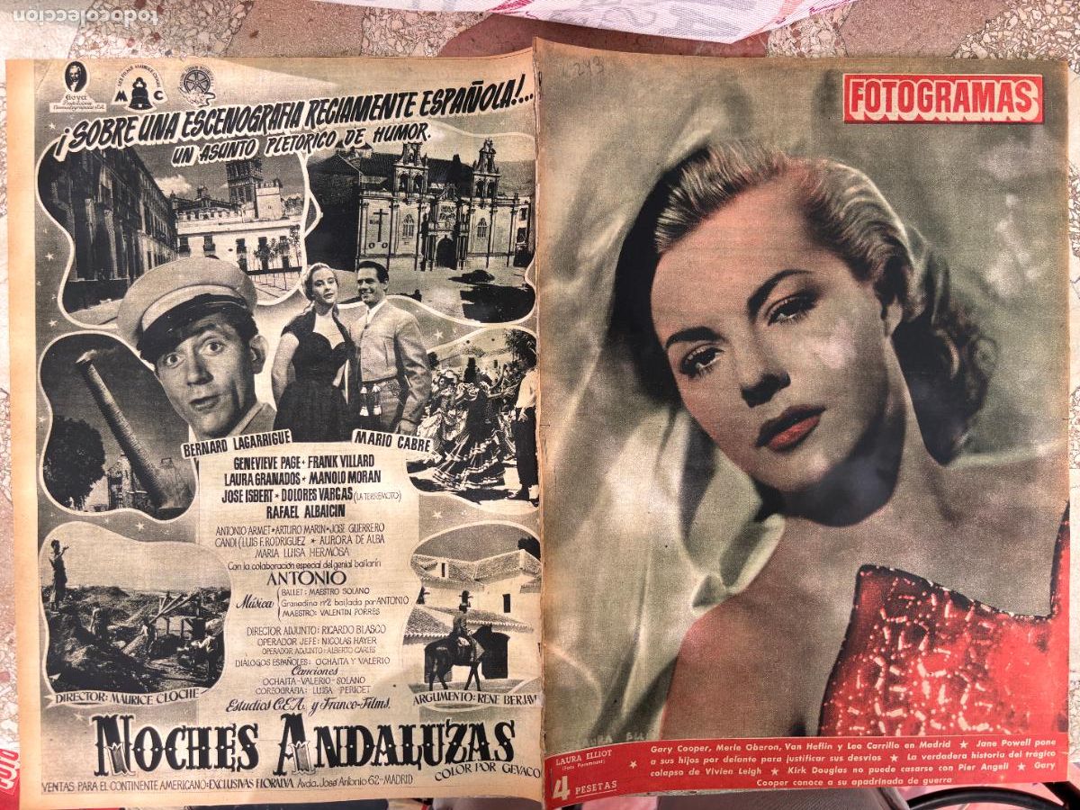 Cin&eacute;ma: FOTOGRAMAS N&ordm; 243. LAURA ELLIOT EN PORTADA. GARY COOPER. MERLE OBERON. VAN HEFLIN. LEO CARRILLO.