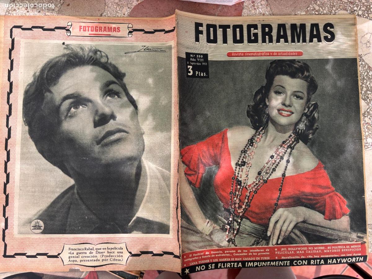 Cin&eacute;ma: FOTOGRAMAS N&ordm; 250. BODA LANA TURNER Y LEX BARKER. RITA HAYWORTH EN PORTADA. KIRK DOUGLAS.