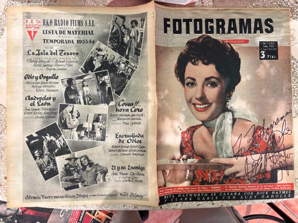 Cin&eacute;ma: FOTOGRAMAS N&ordm; 251 A&Ntilde;O 1953. RITA HAYWORTH Y DICK HAYMES. GENE TIERNEY. MARILYN MONROE.