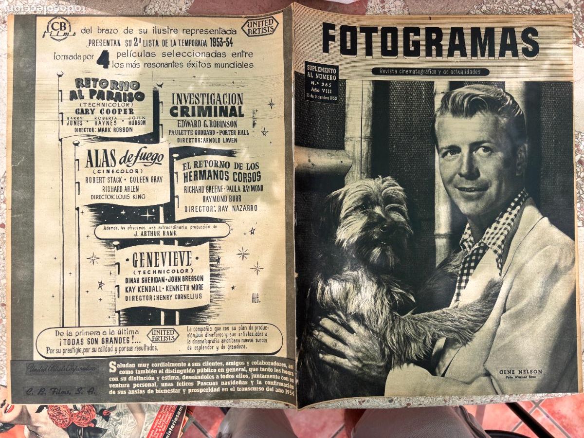 Cine: FOTOGRAMAS SUPLEMENTO AL N&ordm; 265 A&Ntilde;O 1953. GENE NELSON EN PORTADA. WITTACKER CHAMBERS.