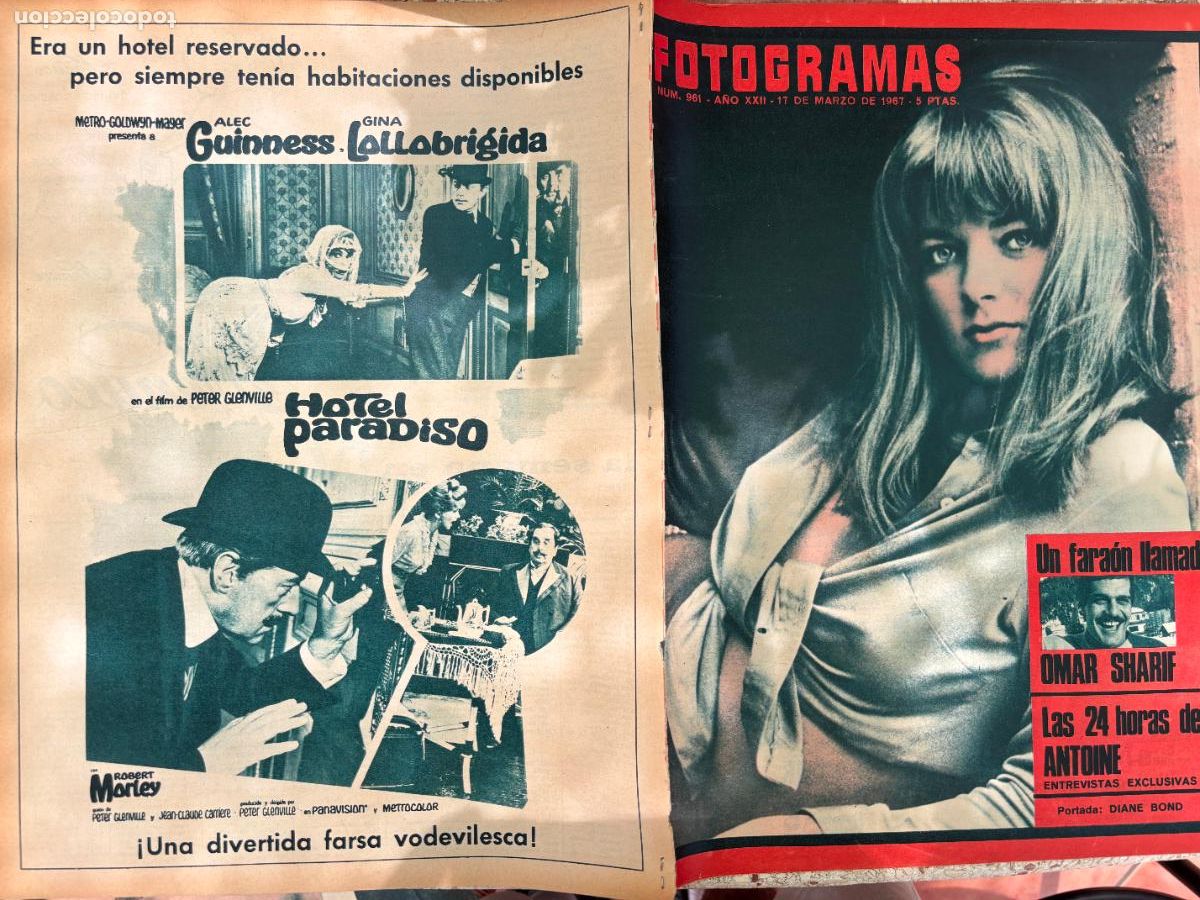 Cine: FOTOGRAMAS N&ordm; 961 A&Ntilde;O 1967. DIANE BOND EN PORTADA. OMAR SHARIF. NELSON EDDY. JEANETTE MCDONALD.