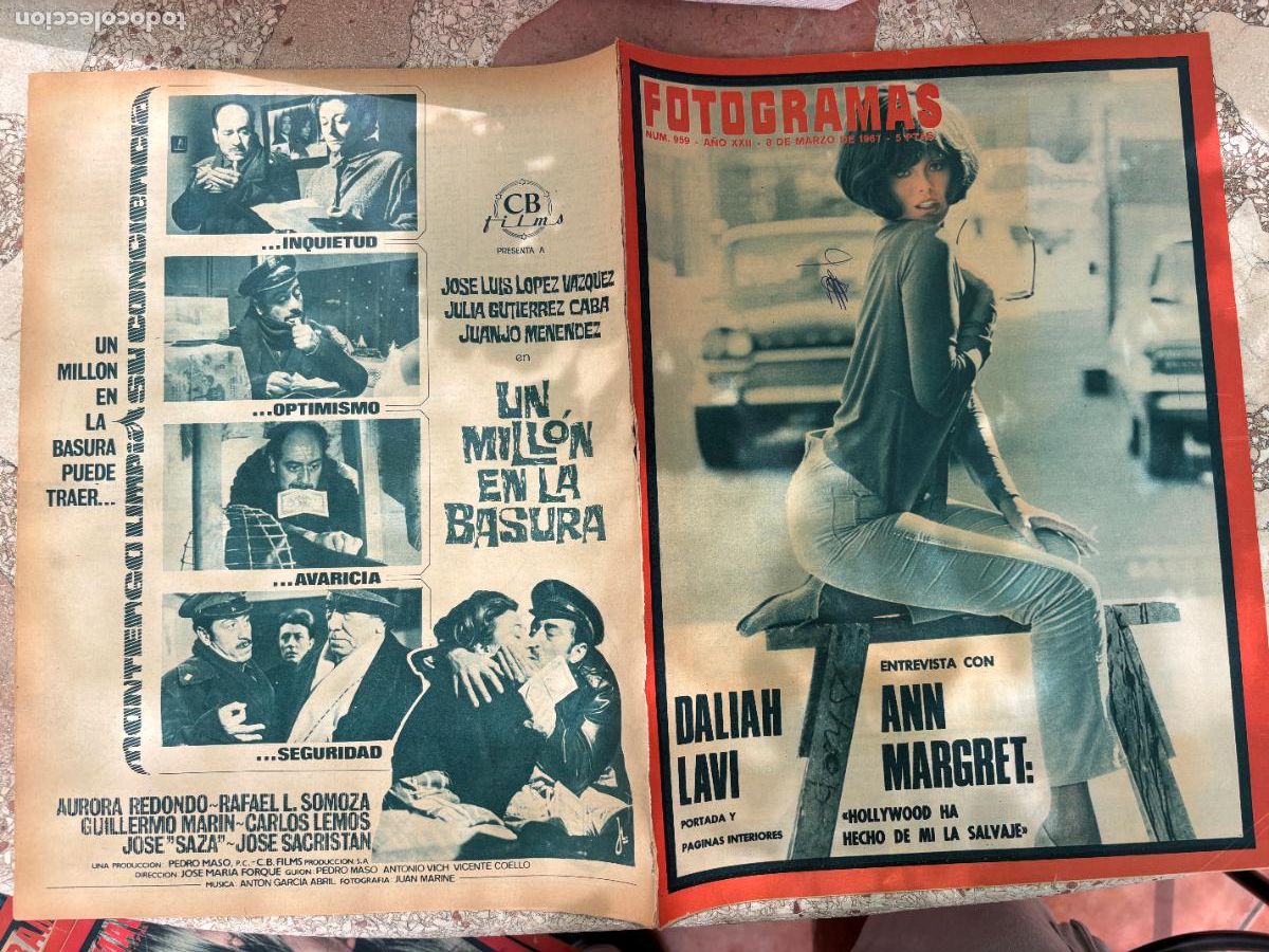 Cine: FOTOGRAMAS N&ordm; 959 A&Ntilde;O 1967. ENTREVISTA CON ANN MARGRET. DALIAH LAVI EN PORTADA.