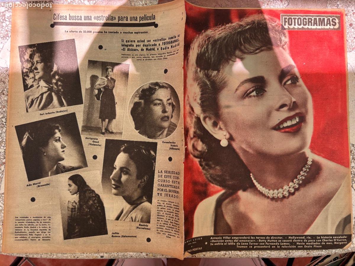 Cine: FOTOGRAMAS N&ordm; 166. JANET LEIGH EN PORTADA. ANTONIO VILLAR. CHARLES O'CURRAN. LANA TURNER.