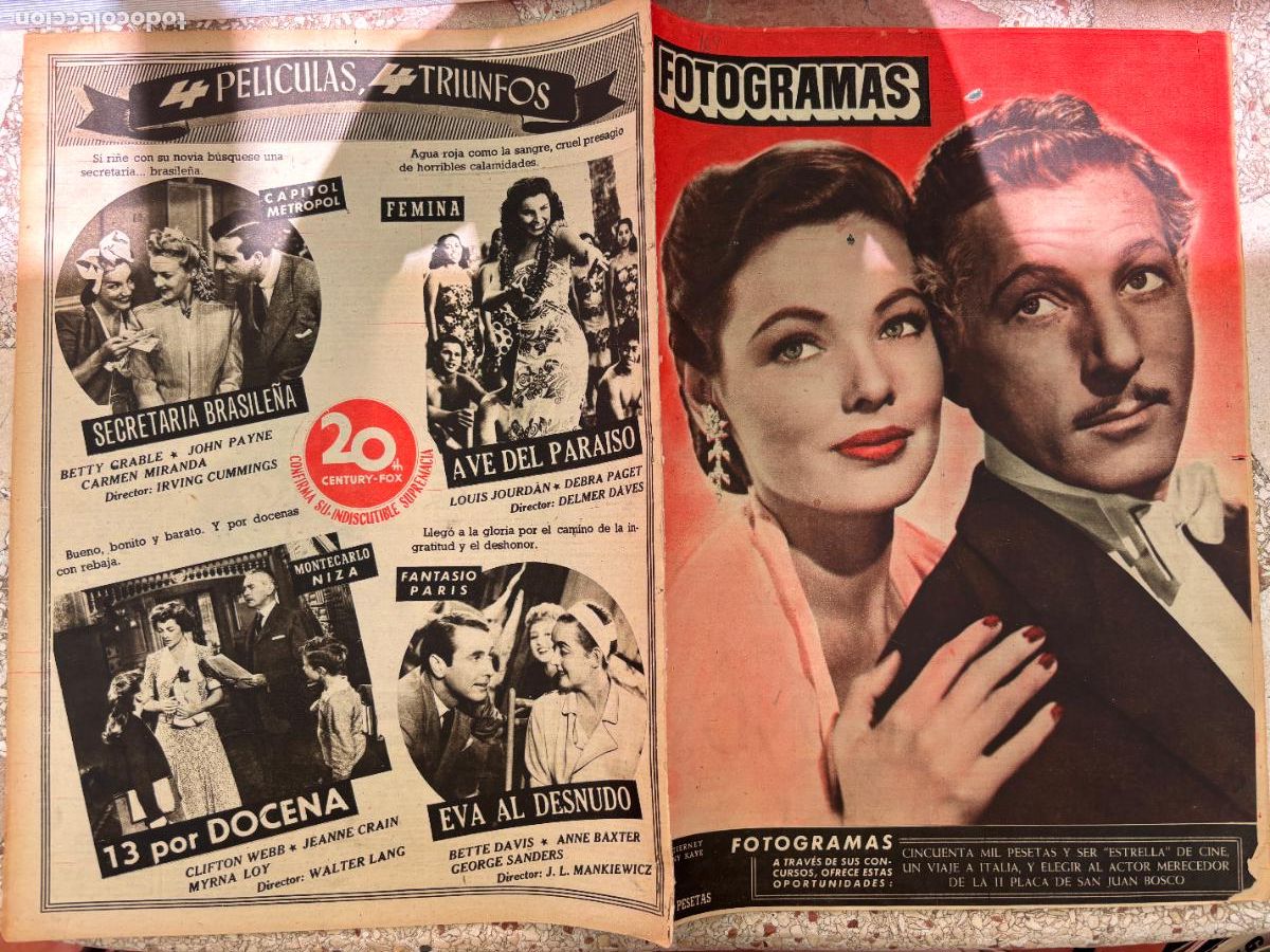 Cine: FOTOGRAMAS N&ordm; 164. GENE TIERNEY Y DANNY KAYE EN PORTADA. WALTER WANGER. IDA LUPINO.