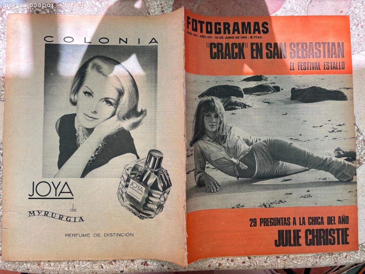 Cine: FOTOGRAMAS N&ordm; 923 A&Ntilde;O 1966. ENTREVISTA JULIE CHRISTIE. JOCELYN LANE EN PORTADA. RAQUEL WELCH.
