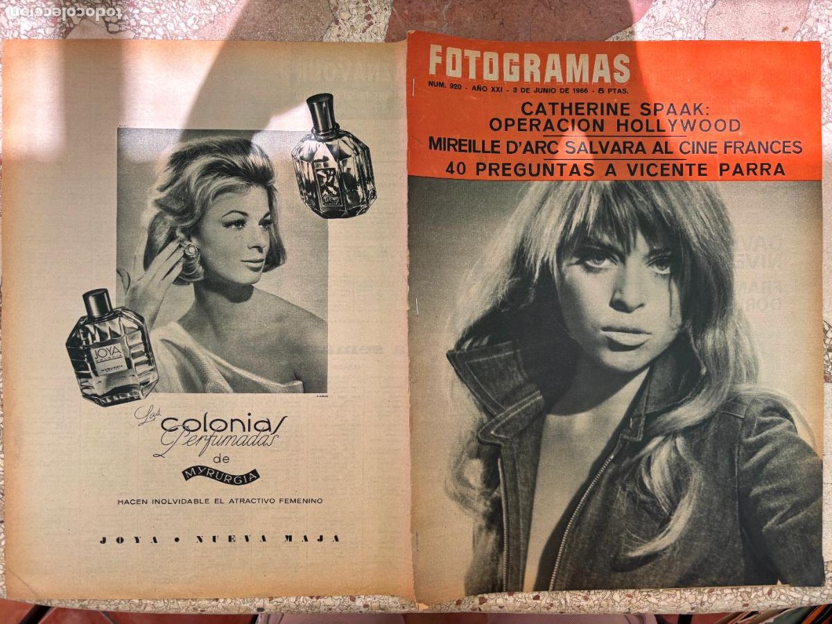 Cine: FOTOGRAMAS N&ordm; 920 A&Ntilde;O 1966. CATHERINE SPAAK. MIREILLE D'ARC. ENTREVISTA A VICENTE PARRA.