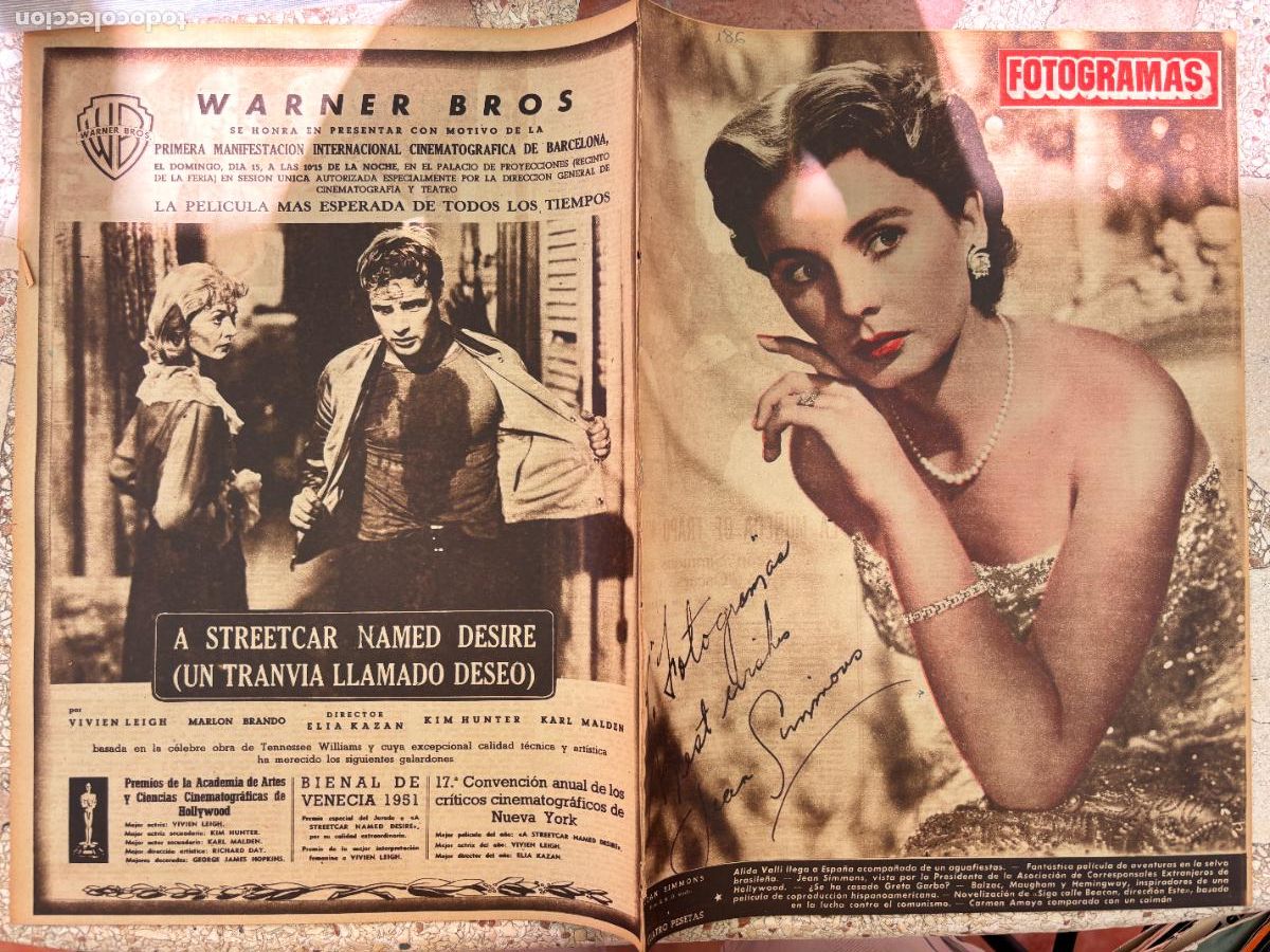 Cine: FOTOGRAMAS N&ordm; 186. JEAN SIMMONS EN PORTADA. ALIDA VALLI. GRETA GARBO. CARMEN AMAYA.