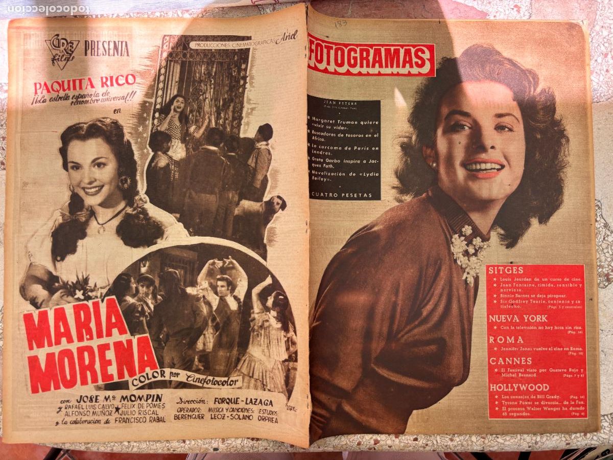 Cine: FOTOGRAMAS N&ordm; 183. JEAN PETERS EN PORTADA. MARGARET TRUMAN. GRETA GARBO. BILL GRADY.