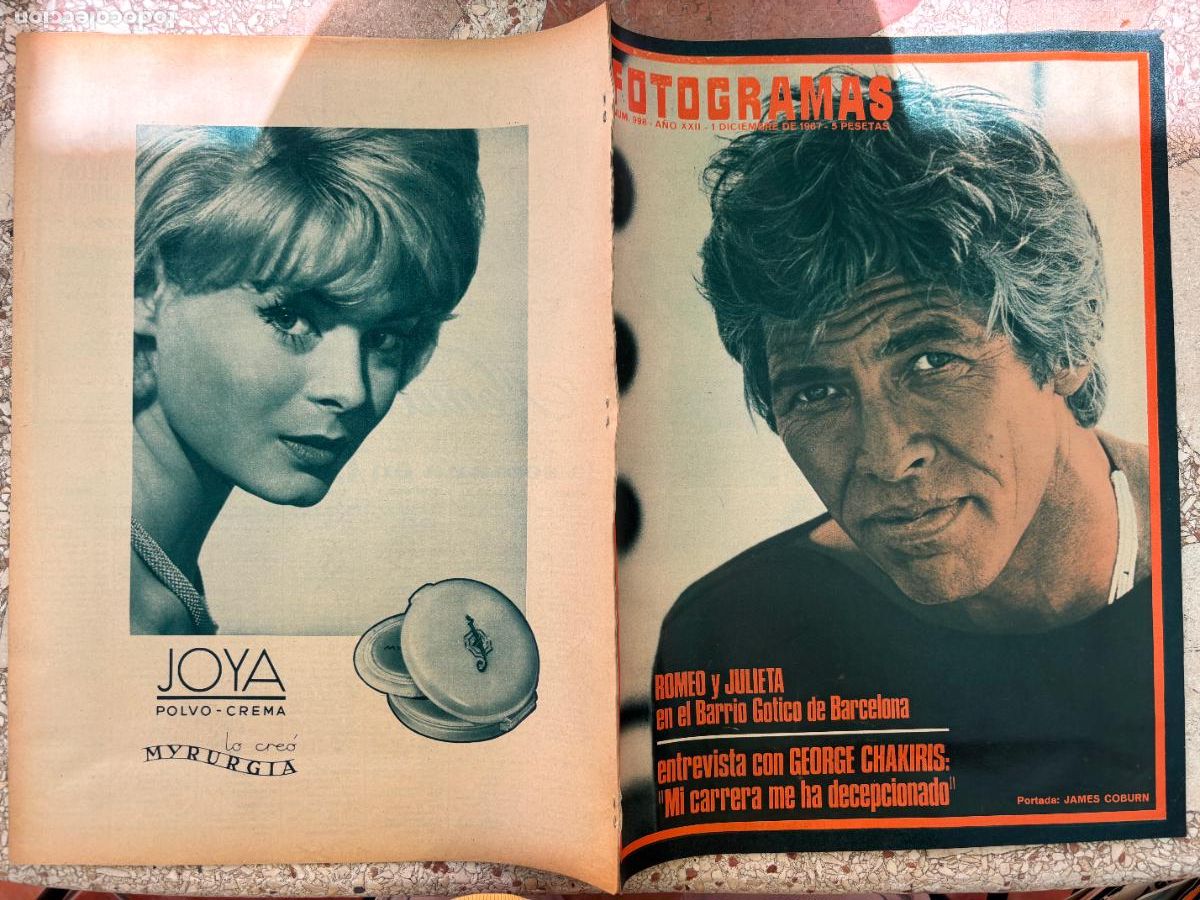Cine: FOTOGRAMAS N&ordm; 998 a&ntilde;o 1967. JAMES COBURN EN PORTADA. GEORGE CHAKIRIS. ROMEO Y JULIETA.