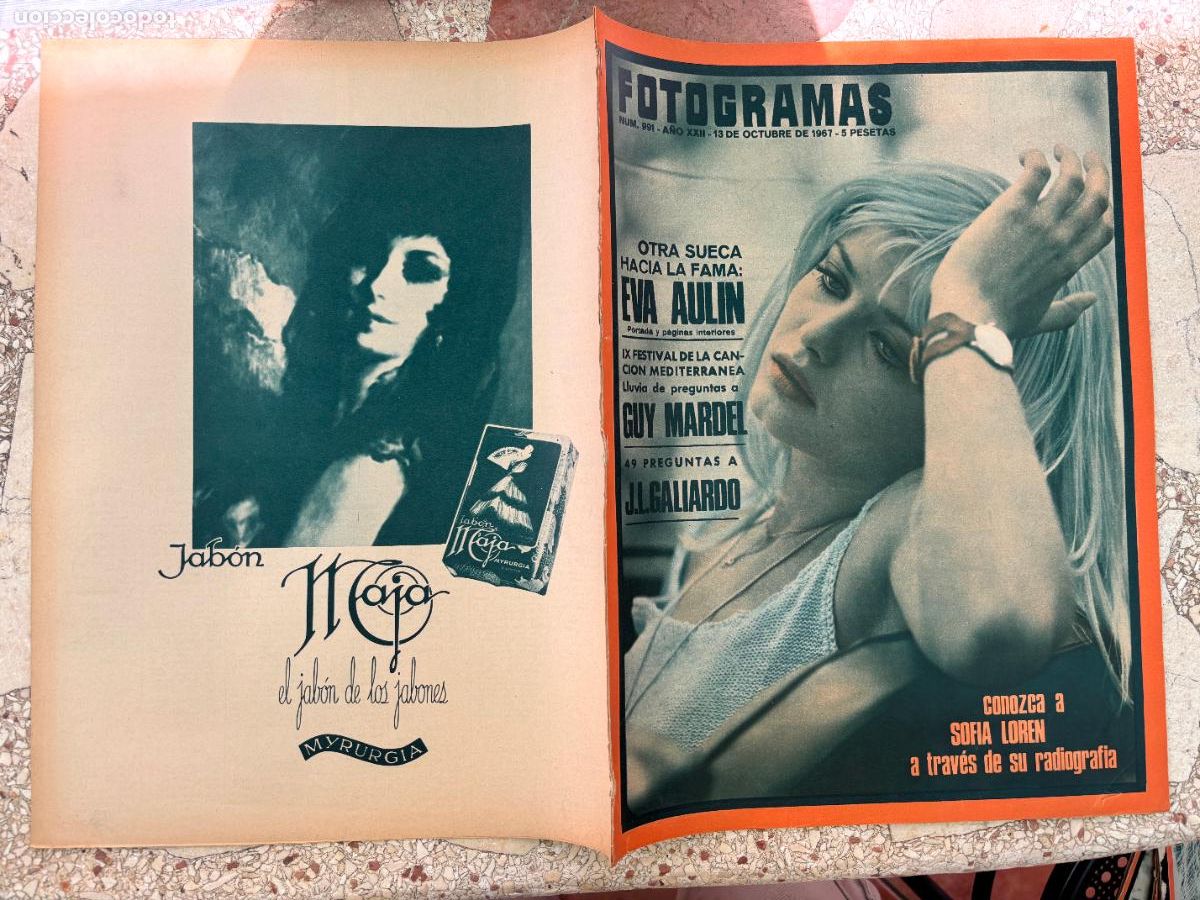 Cine: FOTOGRAMAS N&ordm; 991 a&ntilde;o 1967. EVA AULIN EN PORTADA. GUY MARDEL. SOFIA LOREN. JL GALIARDO.