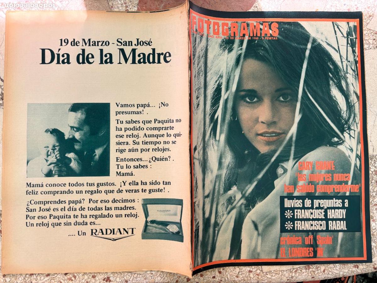 Cine: FOTOGRAMAS N&ordm; 1013 a&ntilde;o 1968. CARY GRANT. ENTREVISTA FRAN&Ccedil;OISE HARDY Y GRANCISCO RABAL.