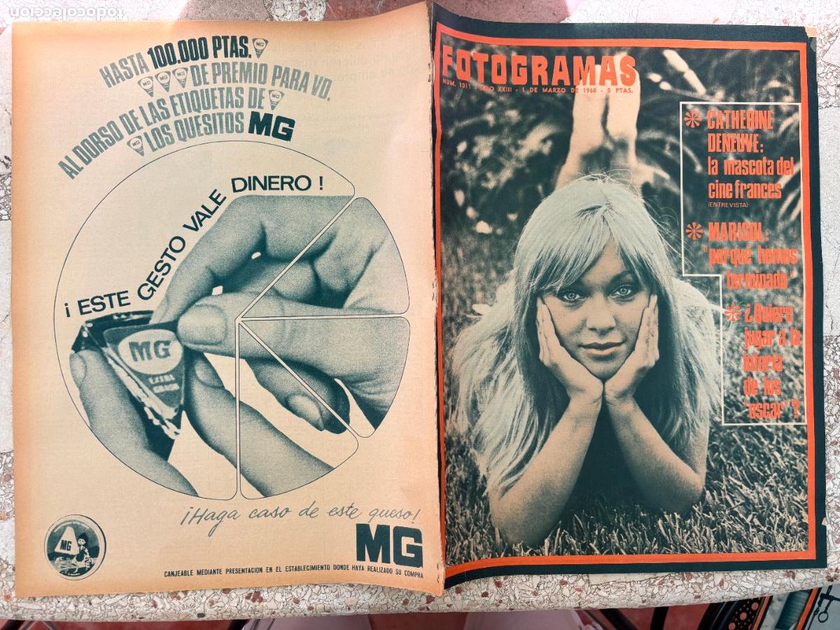 Cine: FOTOGRAMAS N&ordm; 1011 a&ntilde;o 1968. ENTREVISTA CATHERINE DENEUVE. MARISOL EN PORTADA.
