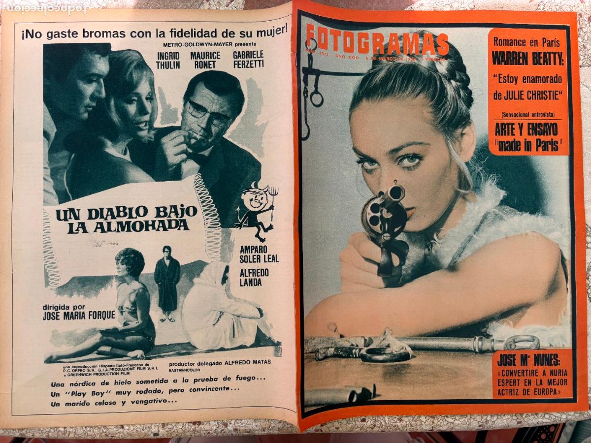 Cine: FOTOGRAMAS N&ordm; 1012 a&ntilde;o 1968. GENEVIEVE GRAD EN PORTADA. WARREN BEATTY. JOSE M&ordf; NUNES.