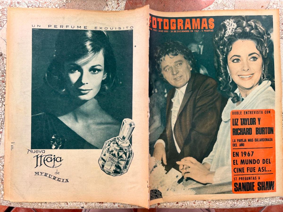 Cine: FOTOGRAMAS N&ordm; 1002 a&ntilde;o 1967. ENTREVISTA CON LIZ TAYLOR Y RICHARD BURTON. SANDIE SHAW.