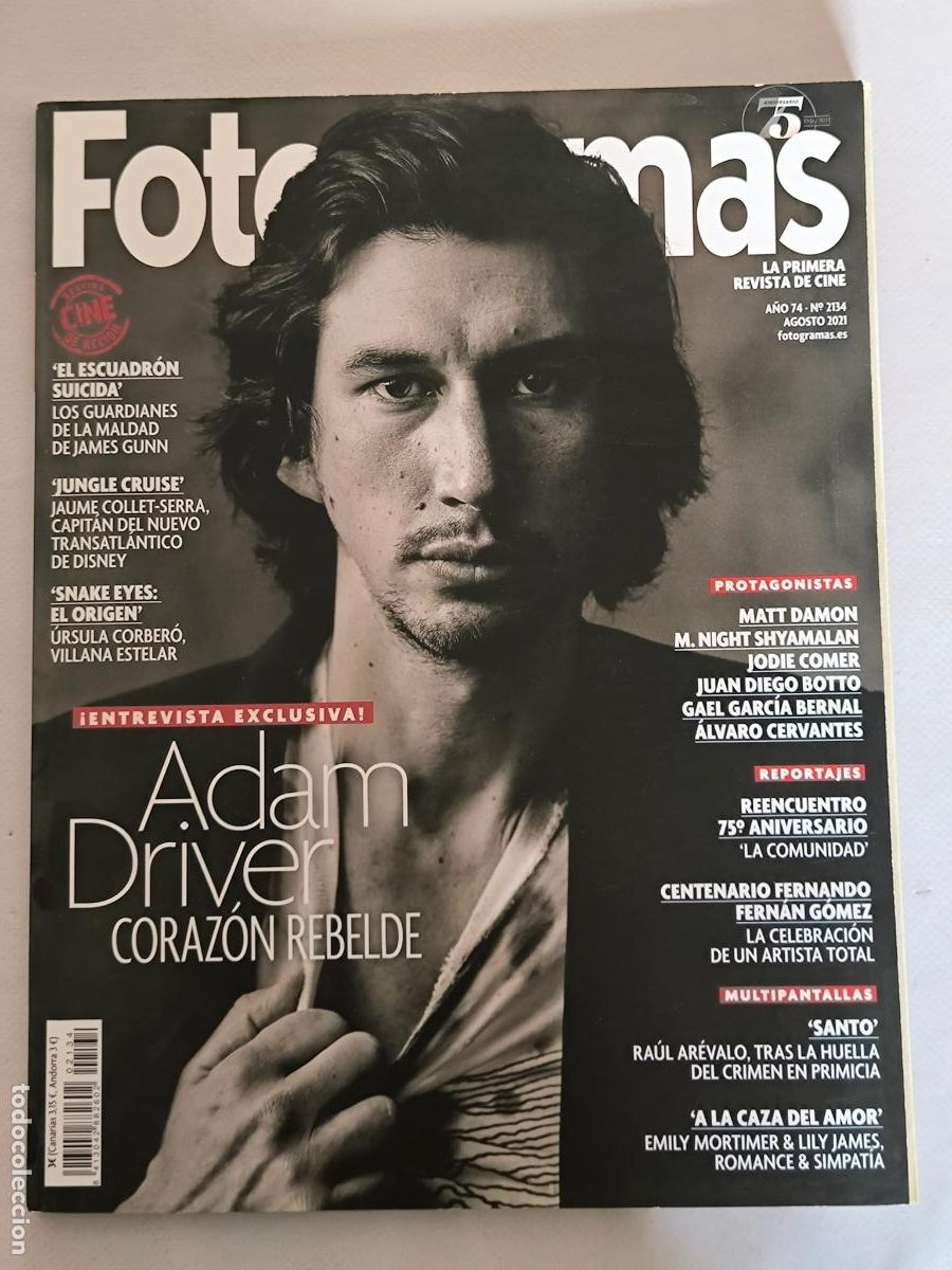 Cine: FOTOGRAMAS N&ordm; 2134 - A&Ntilde;O 74 - AGOSTO 2021 - ADAM DRIVER (B1)