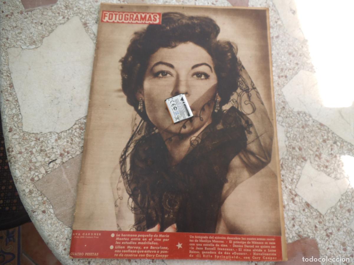 Cine: fotogramas n&ordm; 211, 1952, portada ava gardner, 1 foto marilyn, contraportada emma penella