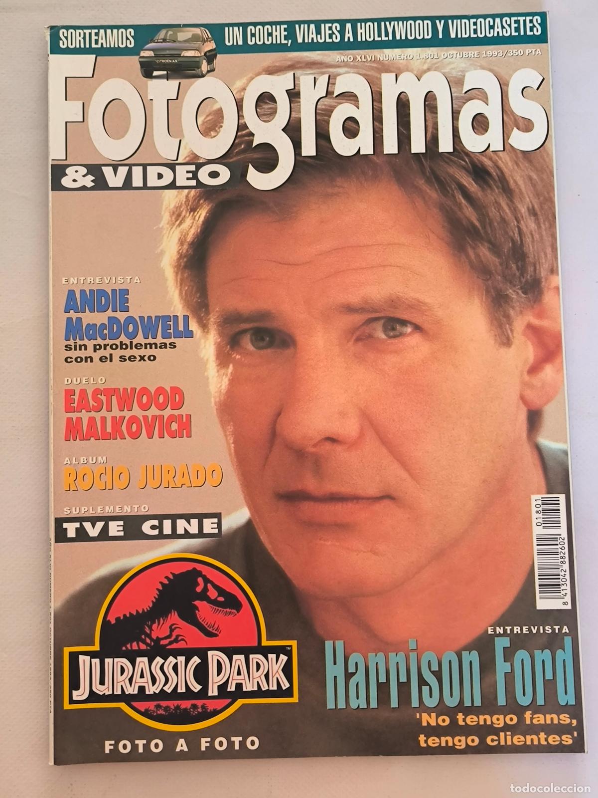 Cine: FOTOGRAMAS N&ordm; 1801 - A&Ntilde;O XLVI - OCTUBRE 1993 - HARRISON FORD / JURASSIC PARK (8U)