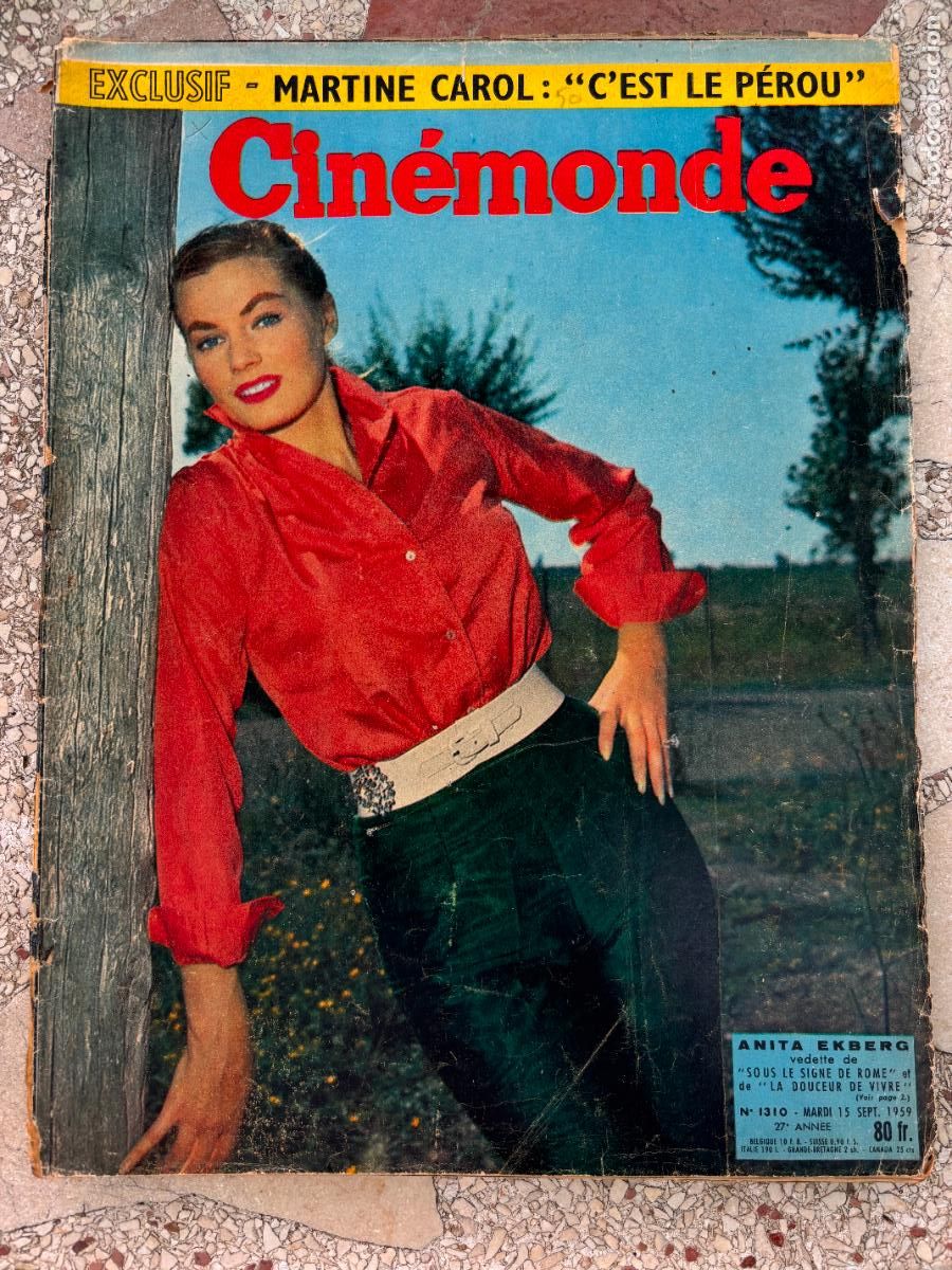 Cine: CIN&Eacute;MONDE N&ordm; 1310 A&Ntilde;O 1959. ANITA EKBERG EN PORTADA. FELIX MARTEN. VIRGINIA MAYO. ANTHONY PERKINS.