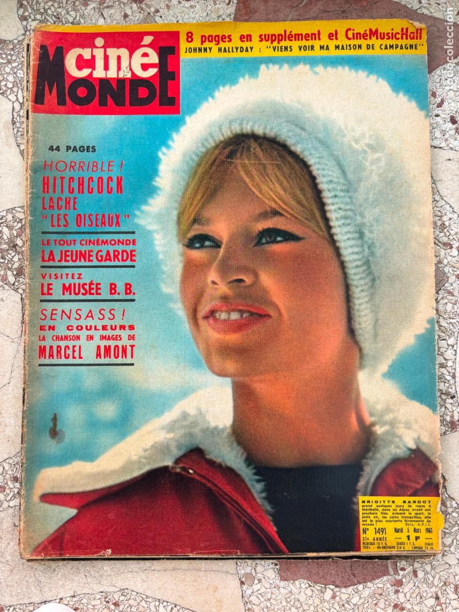 Cine: CIN&Eacute;MONDE N&ordm; 1491 A&Ntilde;O 1963. BRIGITTE BARDOT EN PORTADA. MARCEL AMONT. HITCHCOCK.