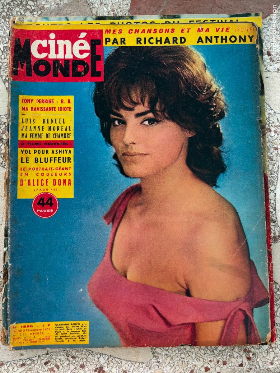 Cine: CIN&Eacute;MONDE N&ordm; 1526 A&Ntilde;O 1963. CATHERINE ROUVEL EN PORTADA. RICHARD ANTHONY. TONY PERKINS.