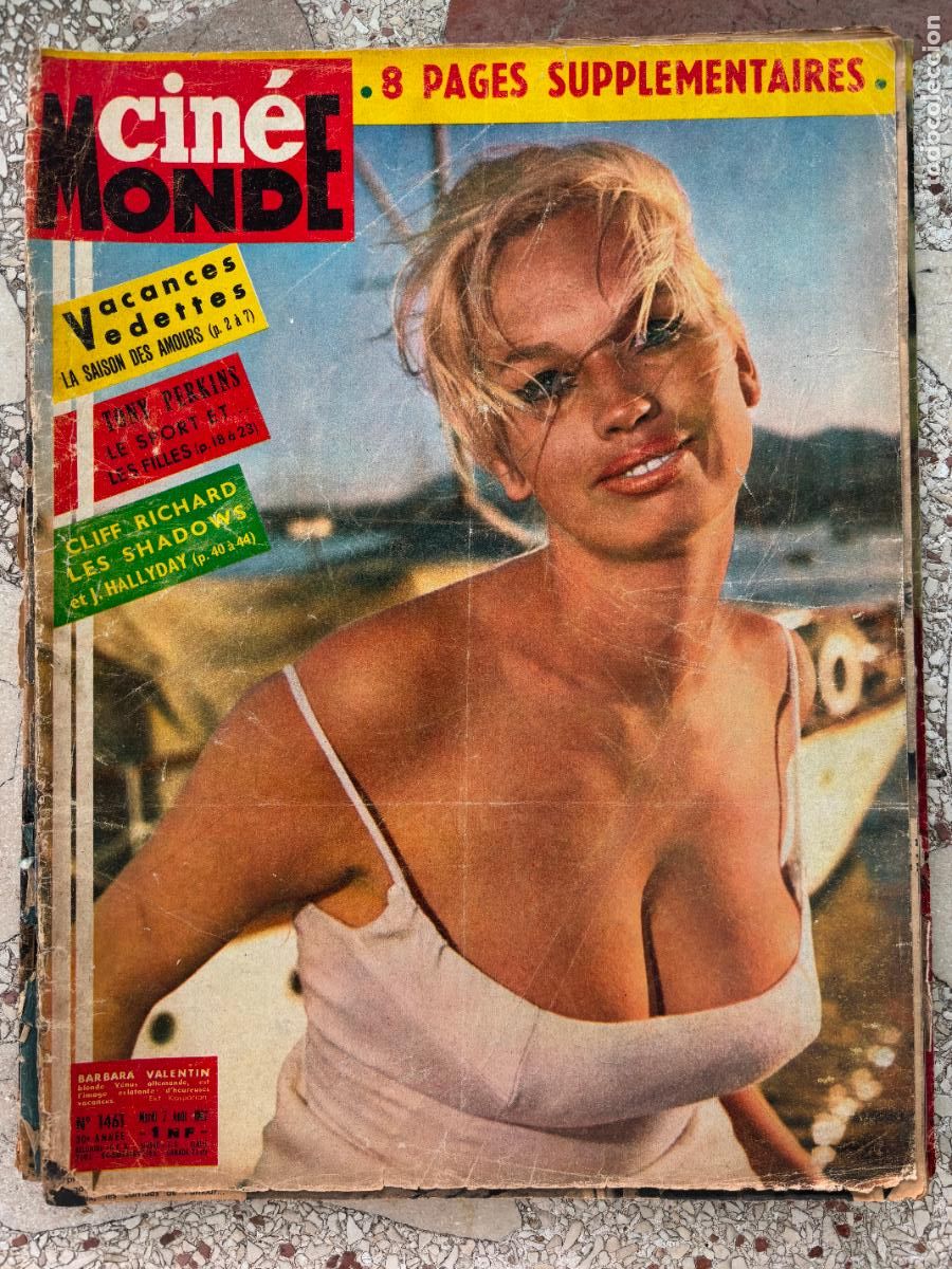 Cine: CIN&Eacute;MONDE N&ordm; 1461 A&Ntilde;O 1962. BARBARA VALENTIN EN PORTADA. CLIFF RICHARD. TONY PERKINS.