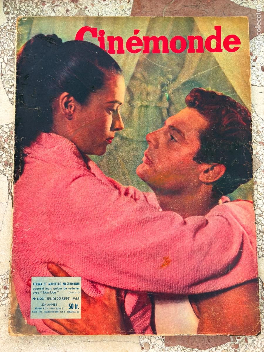 Cine: CIN&Eacute;MONDE N&ordm; 1103 A&Ntilde;O 1955. KERIMA Y MARCELLO MASTROIANNI EN PORTADA. ANN BLYTH.ALAIN BOUVETTE.